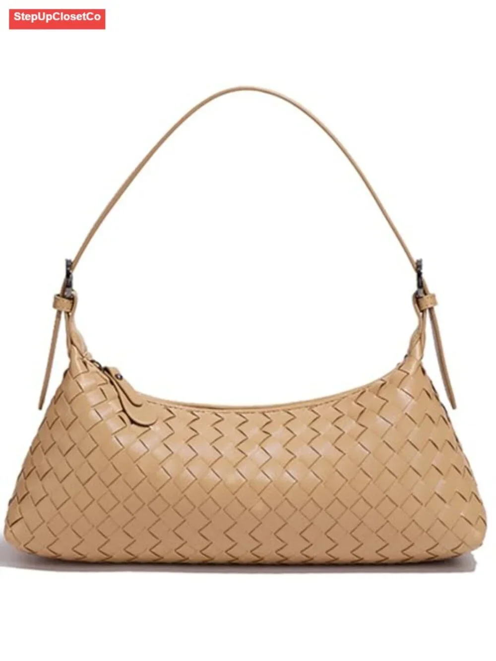 Woven Faux Leather Hobo Bag Women Crossbody Shoulder Handbag